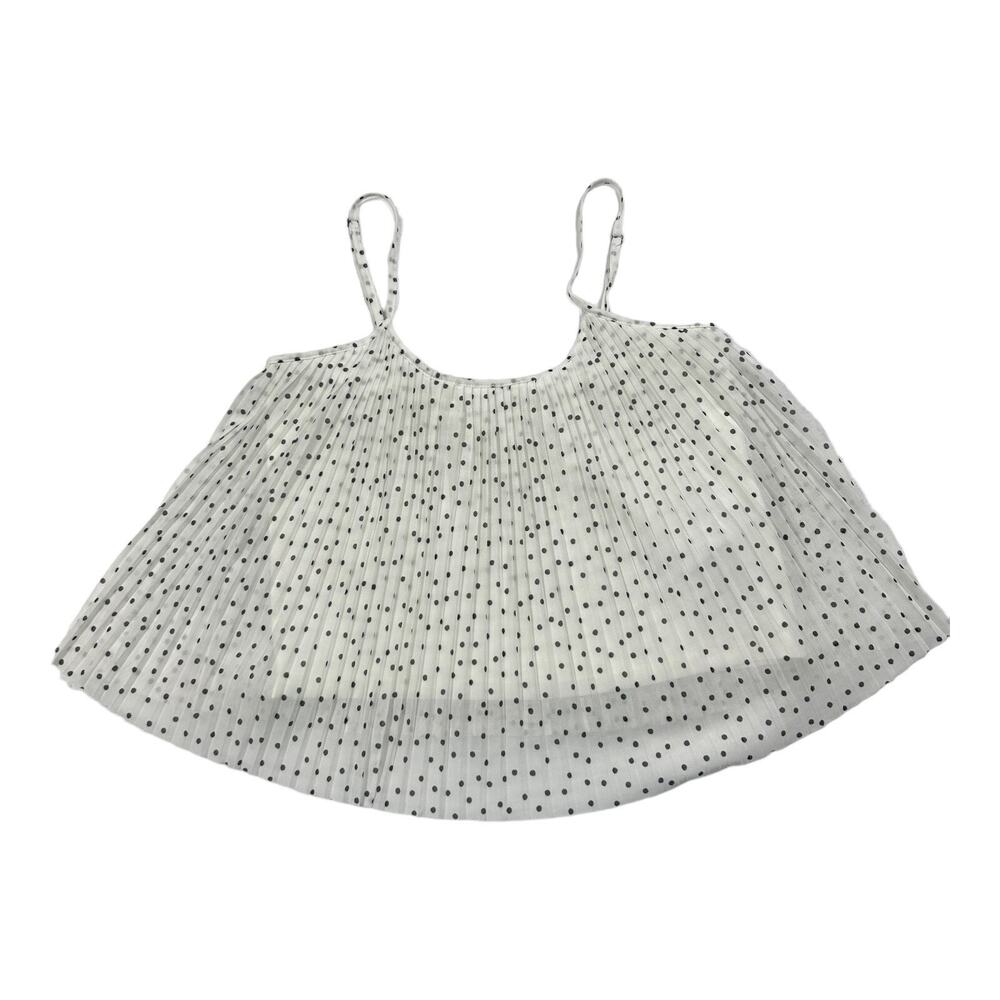Hollister Sheer Polka Dot Pleated Babydoll Cami Top White Black Sz S - Picture 2 of 7